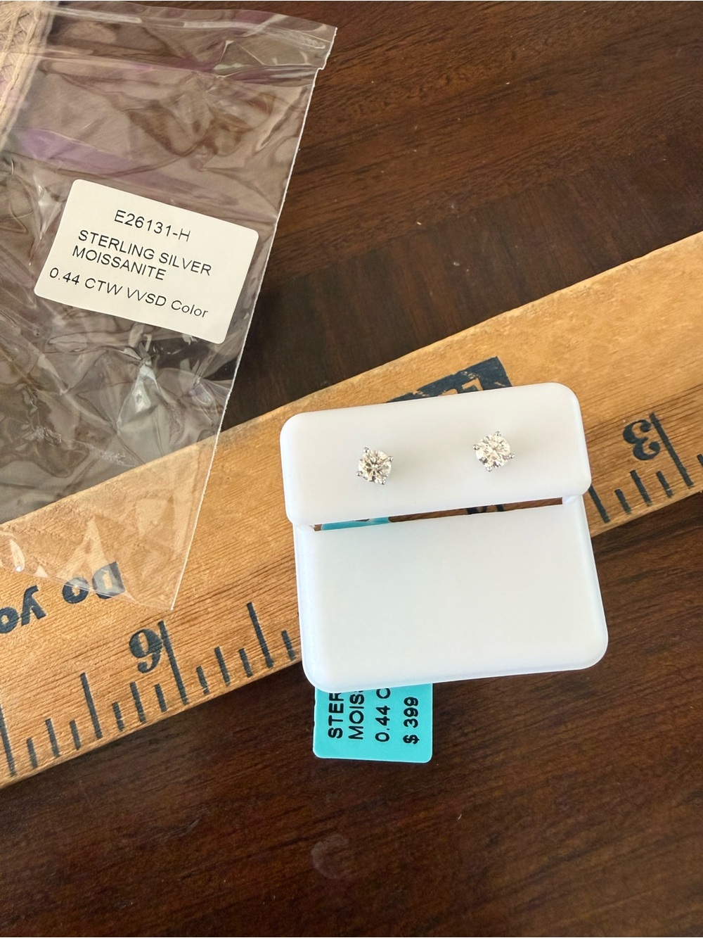 NWT Sterling Silver Moissanite Studs 0.44 ctw